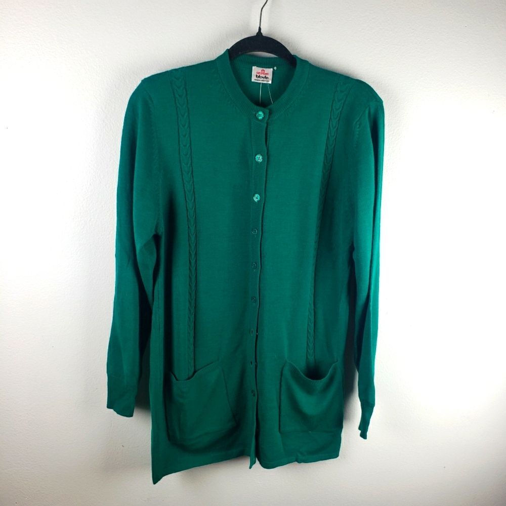 Women's Bleyle NWT Vintage Greenish Teal Long Lagenlook Button Up Size Med